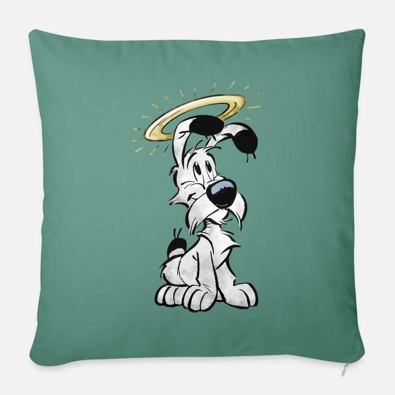 Asterix Idefix Mit Heiligenschein - Sofakissenbezug 45 x 45 cm - Tanngrün