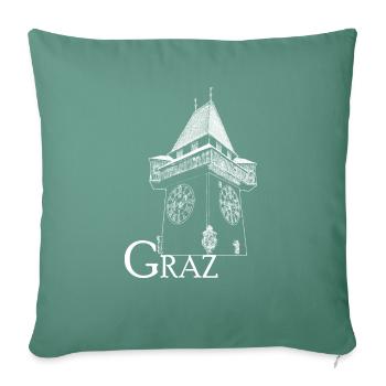 Tour de l’Horloge Graz blanc - Housse de coussin décorative 45 x 45 cm - vert sapin - Devant