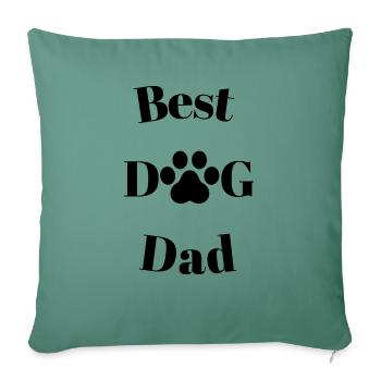 Logo du meilleur papa de chien noir | Pour le papa chien - Housse de coussin décorative 45 x 45 cm - vert sapin - Devant