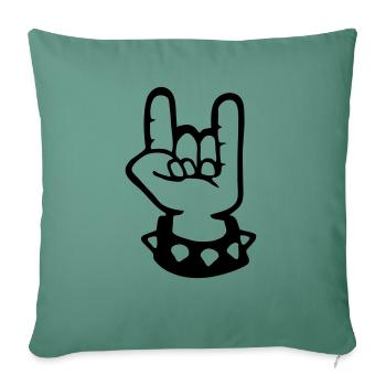 hand metal fork rock hand sign devil hard music - Sofa pillowcase 17,3'' x 17,3'' (45 x 45 cm) - cypress green - Front
