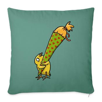 Chicks with school cone - Sofa pillowcase 17,3'' x 17,3'' (45 x 45 cm) - cypress green - Front