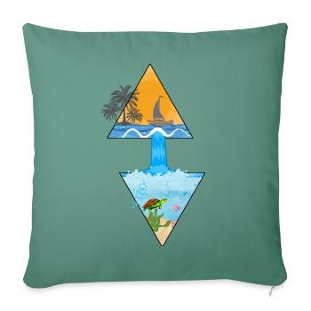 Motif d’été avec cascade et palmier en triangles - Housse de coussin décorative 45 x 45 cm - vert sapin - Devant