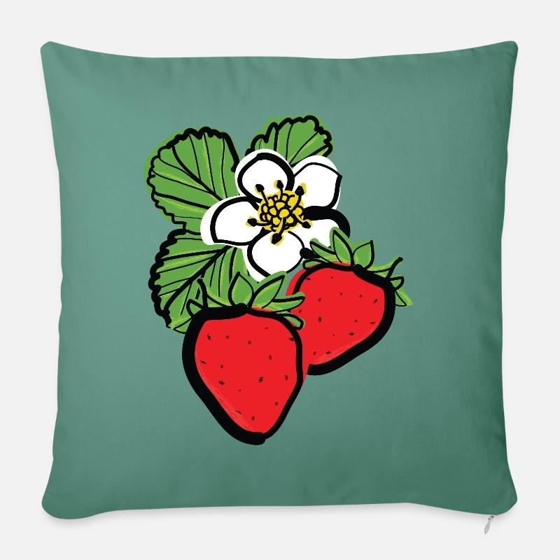 Erdbeeren Früchte - Sofakissenbezug 45 x 45 cm - Tanngrün