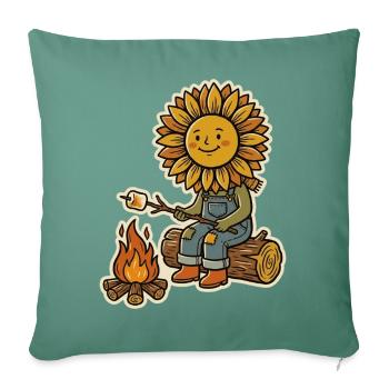 Sonnenblume Lagerfeuer Marshmallow Camping - Sofakissenbezug 45 x 45 cm - Tanngrün - Vorne