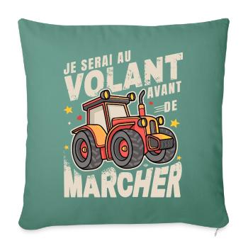 Au Volant Avant de Marcher Bébé Tracteur - Housse de coussin décorative 45 x 45 cm - vert sapin - Devant