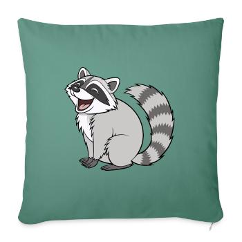 Laughing Raccoon – Cute Cartoon Animal for Real - Sofa pillowcase 17,3'' x 17,3'' (45 x 45 cm) - cypress green - Front