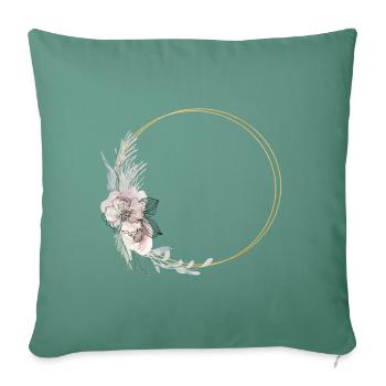 Gold Pastell Blumen Kranz - personalisierbar - Sofakissenbezug 45 x 45 cm - Tanngrün - Vorne