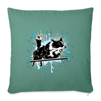 border collie agility splash - Housse de coussin décorative 45 x 45 cm - vert sapin - Devant