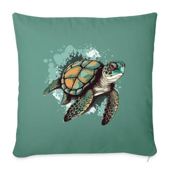 The sea turtle - Sofa pillowcase 17,3'' x 17,3'' (45 x 45 cm) - cypress green - Front