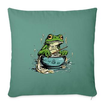 Miki the greedy frog - Sofa pillowcase 17,3'' x 17,3'' (45 x 45 cm) - cypress green - Front