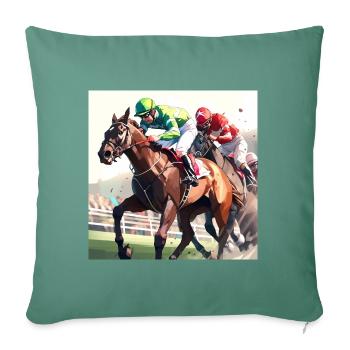 Sprint Hippique - Housse de coussin décorative 45 x 45 cm - vert sapin - Devant