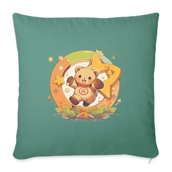 Nounours Kawaii - Housse de coussin décorative 45 x 45 cm - vert sapin - Devant