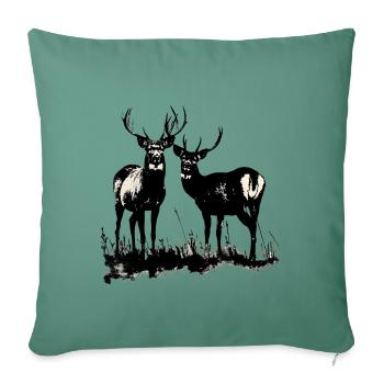 Red Deer : Les rois des bois - Housse de coussin décorative 45 x 45 cm - vert sapin - Devant