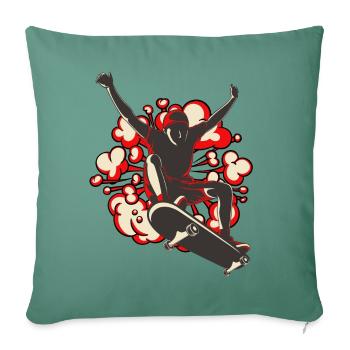Skateboard rétro rouge explosion - Housse de coussin décorative 45 x 45 cm - vert sapin - Devant