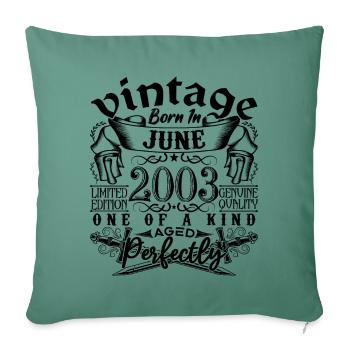 Anniversaire 2003 Juin 2003 ! né en June 2003 - Housse de coussin décorative 45 x 45 cm - vert sapin - Devant