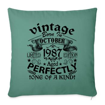 Octobre 1987 | Vintage 1987 | né en Octobre - Housse de coussin décorative 45 x 45 cm - vert sapin - Devant