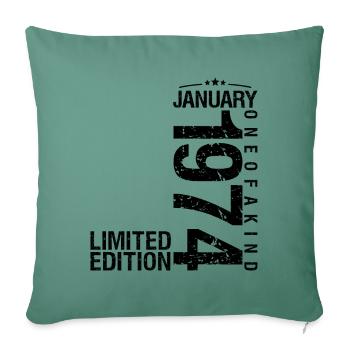 Anniversaire Janvier 1974 Janvier né en January - Housse de coussin décorative 45 x 45 cm - vert sapin - Devant