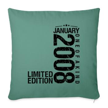Birthday January 2008 January born in January - Sofa pillowcase 17,3'' x 17,3'' (45 x 45 cm) - cypress green - Front