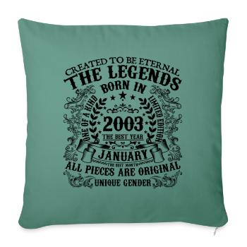 Anniversaire 2003 Janvier 2003 né en Janvier 2003 - Housse de coussin décorative 45 x 45 cm - vert sapin - Devant