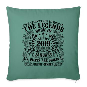 Anniversaire 2019 Janvier 2019 né en Janvier 2019 - Housse de coussin décorative 45 x 45 cm - vert sapin - Devant