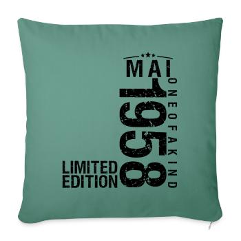 Anniversaire Mai 1958 Mai né en Mai - Housse de coussin décorative 45 x 45 cm - vert sapin - Devant