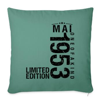 Anniversaire Mai 1953 Mai né en Mai - Housse de coussin décorative 45 x 45 cm - vert sapin - Devant