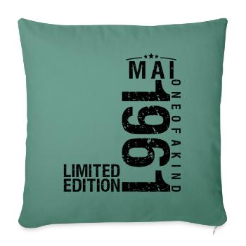 Anniversaire Mai 1961 Mai né en Mai - Housse de coussin décorative 45 x 45 cm - vert sapin - Devant