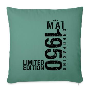 Anniversaire Mai 1950 Mai né en Mai - Housse de coussin décorative 45 x 45 cm - vert sapin - Devant