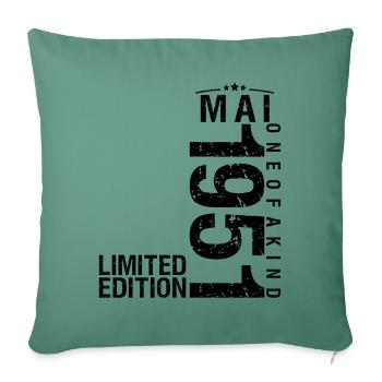 Anniversaire Mai 1951 Mai né en Mai - Housse de coussin décorative 45 x 45 cm - vert sapin - Devant