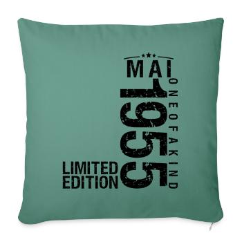 Anniversaire Mai 1955 Mai né en Mai - Housse de coussin décorative 45 x 45 cm - vert sapin - Devant