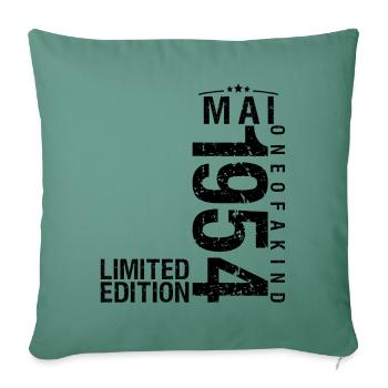 Anniversaire Mai 1954 Mai né en Mai - Housse de coussin décorative 45 x 45 cm - vert sapin - Devant