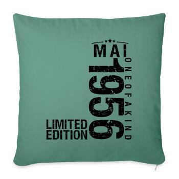 Anniversaire Mai 1956 Mai né en Mai - Housse de coussin décorative 45 x 45 cm - vert sapin - Devant