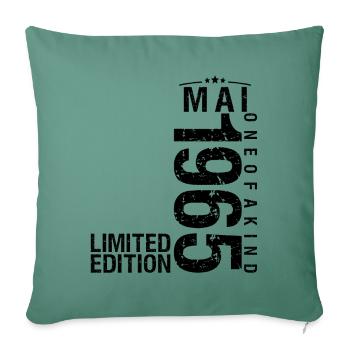 Anniversaire Mai 1965 Mai né en Mai - Housse de coussin décorative 45 x 45 cm - vert sapin - Devant