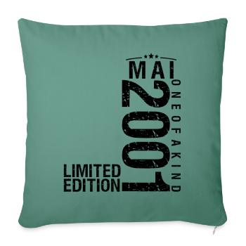 Anniversaire Mai 2001 Mai né en Mai - Housse de coussin décorative 45 x 45 cm - vert sapin - Devant