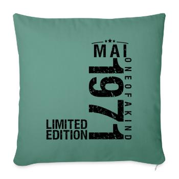 Anniversaire Mai 1971 Mai né en Mai - Housse de coussin décorative 45 x 45 cm - vert sapin - Devant