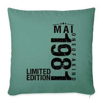 Anniversaire Mai 1981 Mai né en Mai - Housse de coussin décorative 45 x 45 cm - vert sapin - Devant