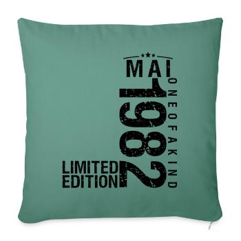 Anniversaire Mai 1982 Mai né en Mai - Housse de coussin décorative 45 x 45 cm - vert sapin - Devant