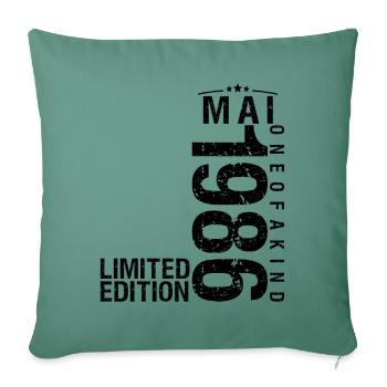 Anniversaire Mai 1986 Mai né en Mai - Housse de coussin décorative 45 x 45 cm - vert sapin - Devant