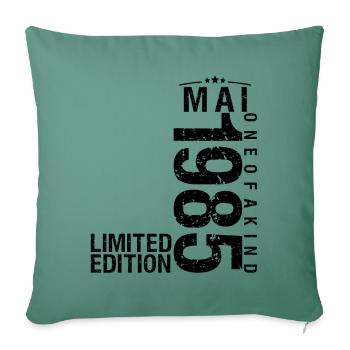 Anniversaire Mai 1985 Mai né en Mai - Housse de coussin décorative 45 x 45 cm - vert sapin - Devant