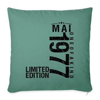 Anniversaire Mai 1977 Mai né en Mai - Housse de coussin décorative 45 x 45 cm - vert sapin - Devant