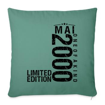Anniversaire Mai 2000 Mai né en Mai - Housse de coussin décorative 45 x 45 cm - vert sapin - Devant
