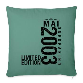 Anniversaire Mai 2003 Mai né en Mai - Housse de coussin décorative 45 x 45 cm - vert sapin - Devant