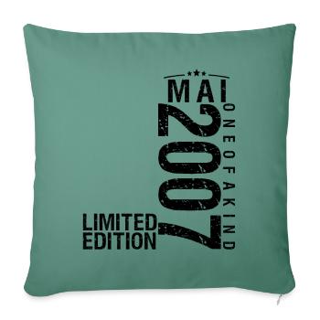 Anniversaire Mai 2007 Mai né en Mai - Housse de coussin décorative 45 x 45 cm - vert sapin - Devant