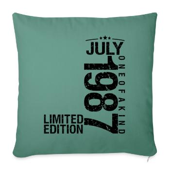 NDMO227Anniversaire 1987 Juillet 1987 Juillet 1987 - Housse de coussin décorative 45 x 45 cm - vert sapin - Devant