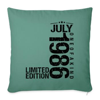 Juillet 1986 Juillet anniversaire Juillet 1986 - Housse de coussin décorative 45 x 45 cm - vert sapin - Devant
