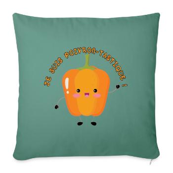 Je suis poivron tastique - Housse de coussin décorative 45 x 45 cm - vert sapin - Devant