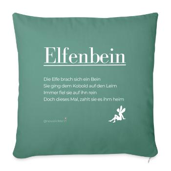 Elfenbein - weiße Schrift - Sofakissenbezug 45 x 45 cm - Tanngrün - Vorne