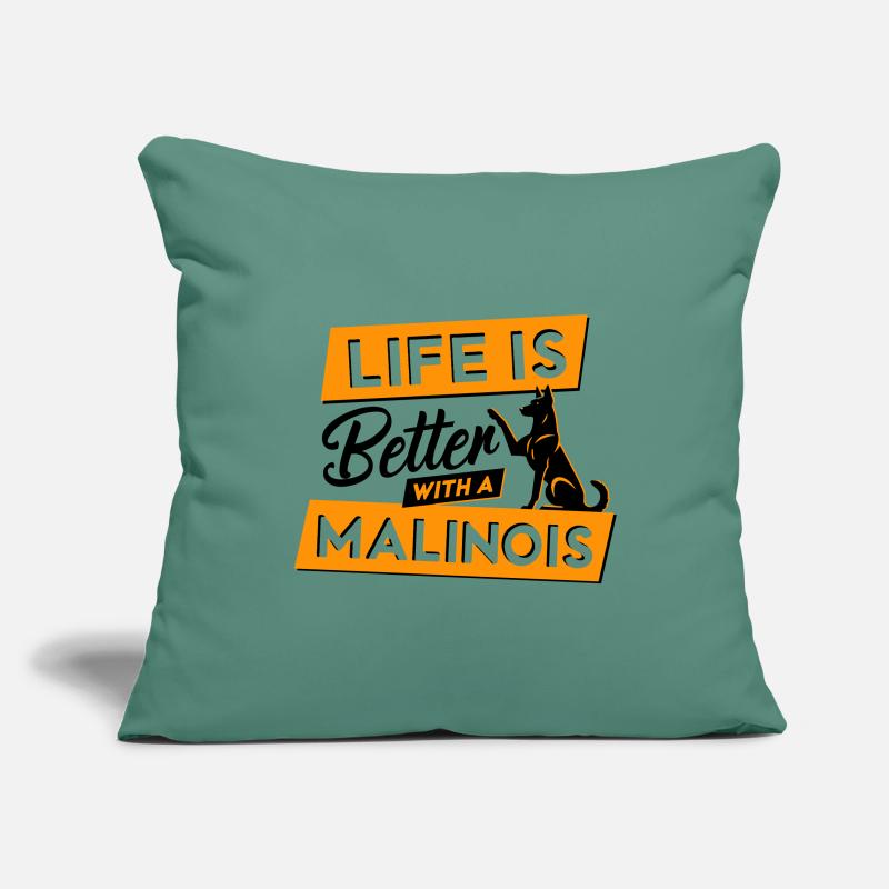 La vie est plus belle avec un Malinois - Vector Design Housse de coussin décorative 45 x 45 cm