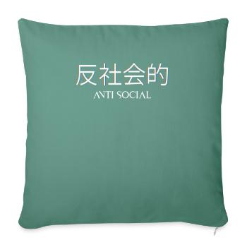 Anti social japonais emo grunge esthétique gothique - Housse de coussin décorative 45 x 45 cm - vert sapin - Devant
