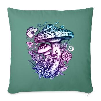 Mushrooms, Magic mushrooms, Autumn, Forest, Nature - Sofa pillowcase 17,3'' x 17,3'' (45 x 45 cm) - cypress green - Front